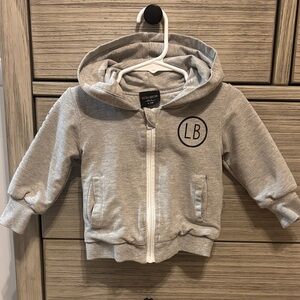 Little Bipsy Light Gray Hooded Zip-Up Sweatshirt
